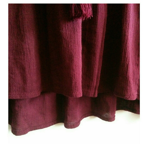 Boho Embroidered Burgundy Peasant Top - Picture 5 of 8